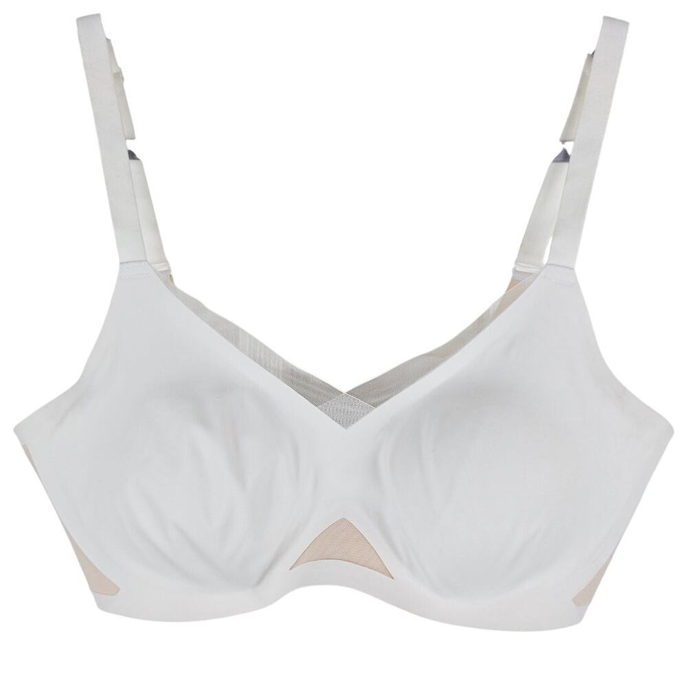 Honeylove White Tan Mesh Crossover Bra No Underwire Adjustable Women's Bra M